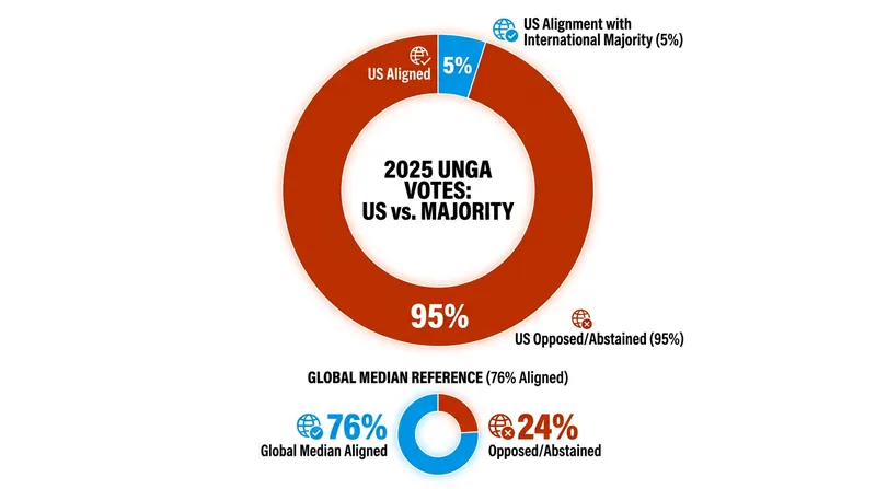 The US voted with the international majority in only 5% of recorded UN General Assembly votes in 2025.