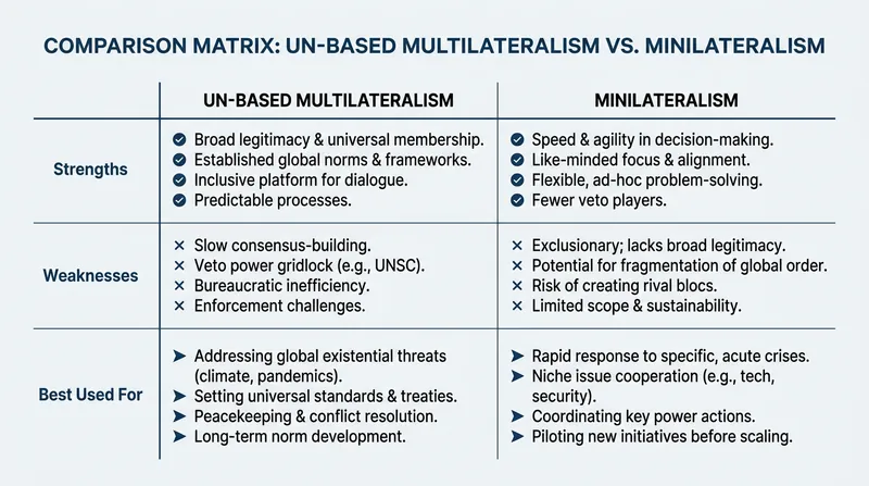 Comparing the trade-offs between universal diplomacy and targeted strategic alliances.