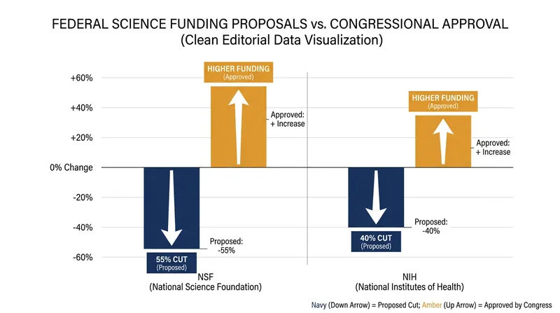 Congress largely rejected the administration's proposed cuts to the NSF and NIH, though the funds remain delayed.