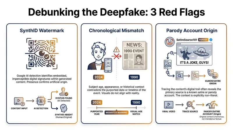 Fact-checkers relied on three primary forensic methods to prove the images were fabricated.