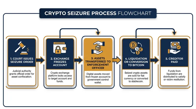 The proposed legal pathway for seizing and liquidating a debtor's cryptocurrency.