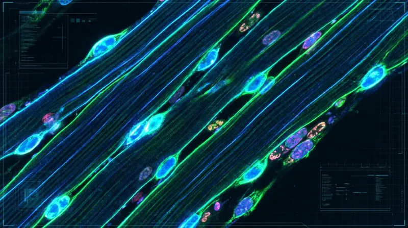 Muscle stem cells, or satellite cells, lie dormant along muscle fibers until activated by injury.