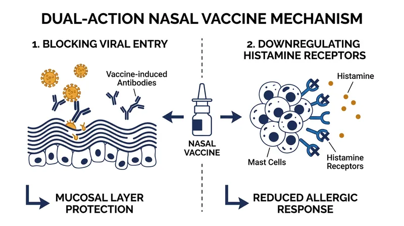 The vaccine's proprietary immunomodulator trains the body to attack viruses while ignoring harmless environmental allergens.