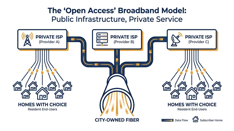 How open-access municipal broadband separates infrastructure from service.
