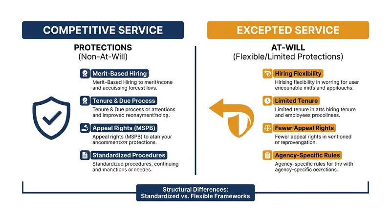How the new OPM rule shifts employees from the protected Competitive Service to the at-will Excepted Service.