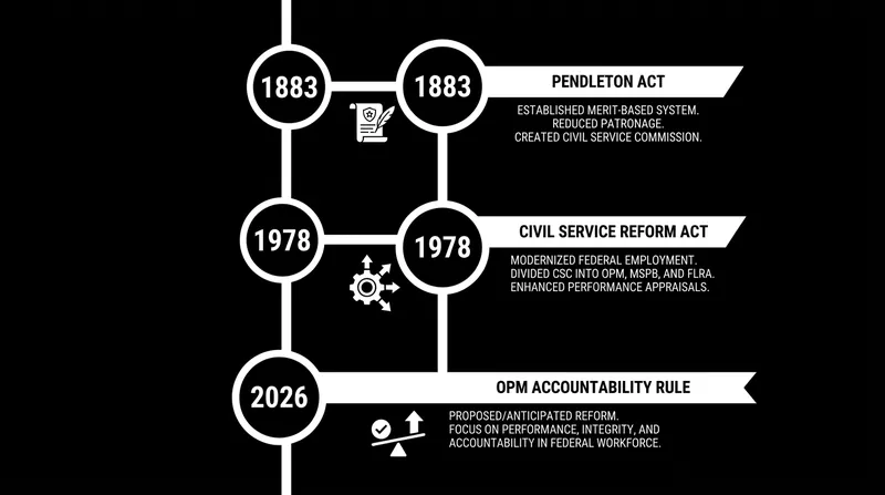 The evolution of the American civil service system over the past 140 years.