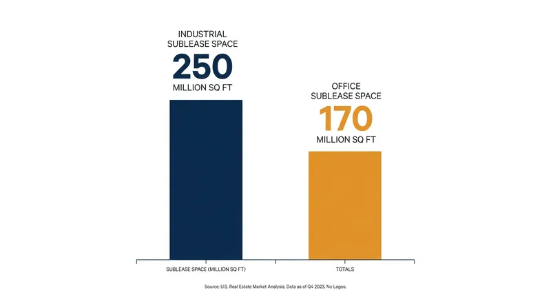 Industrial sublease availability has quietly surpassed the much-discussed office sector glut.