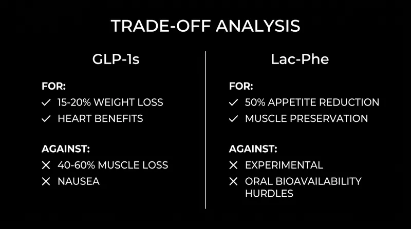 Both pathways offer profound appetite suppression, but carry vastly different physiological trade-offs.