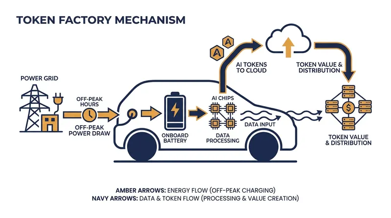 How an electric vehicle functions as a distributed AI token factory.