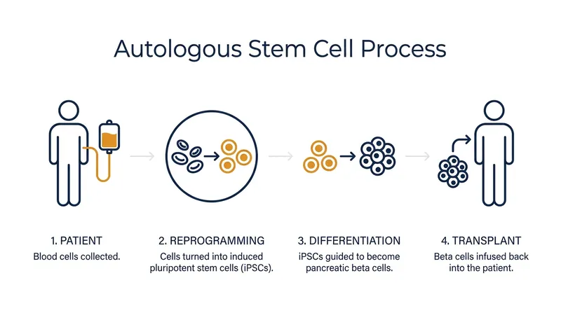 The autologous transplant process uses the patient's own biology to bypass the immune system's rejection response.