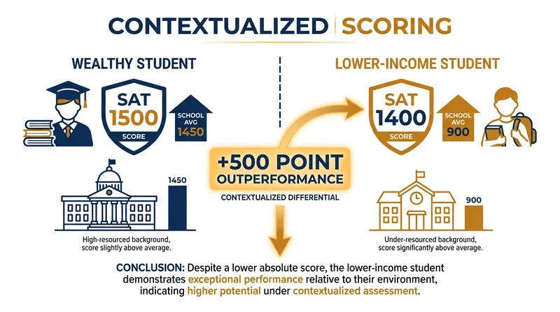 Admissions officers use environmental context to identify students who vastly outperform their local peers.