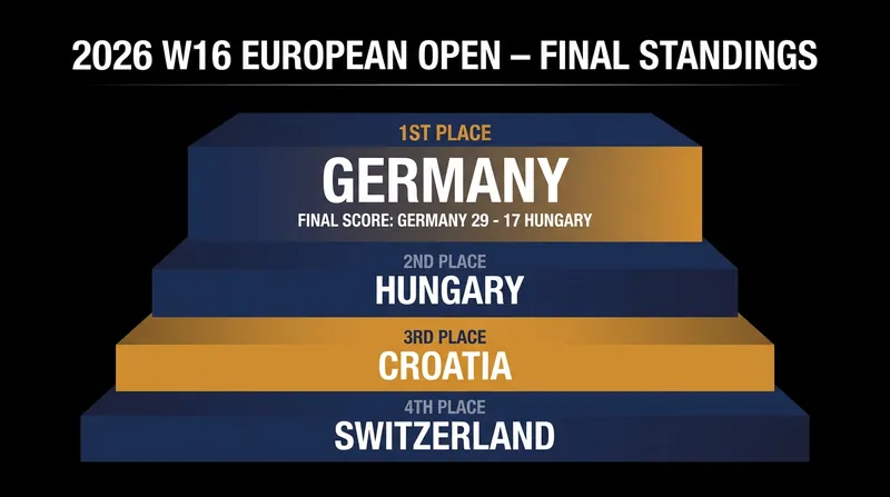 Final standings and medalists at the 2026 W16 European Open.