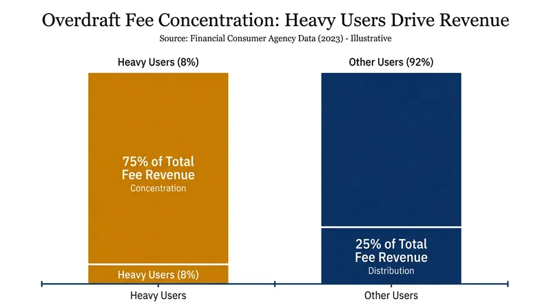 A small fraction of bank customers generate the vast majority of overdraft fee revenue.