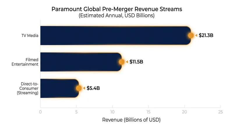 Paramount's revenue remains heavily anchored by traditional television media, a key challenge for the new leadership.
