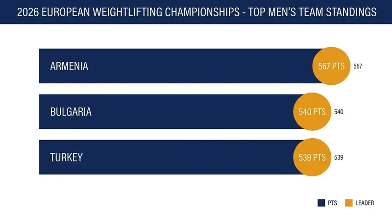 Armenia secured the men's team title with a dominant 567 points.