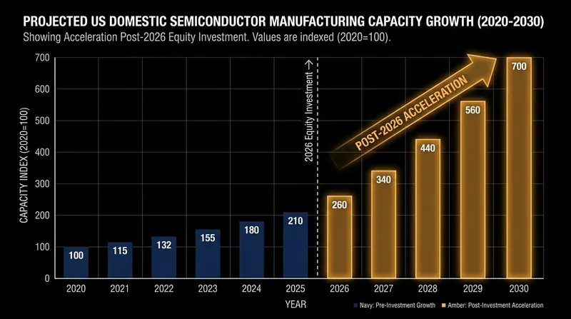 Projected US domestic semiconductor manufacturing capacity through 2030.