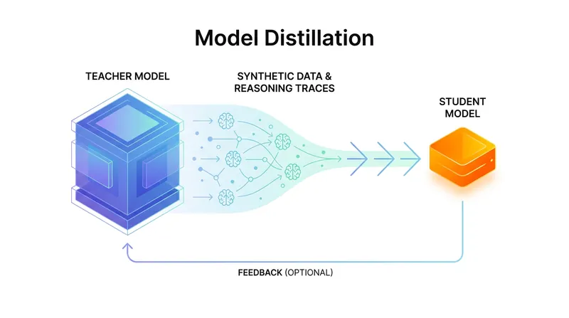 Model distillation allows smaller models to learn complex reasoning pathways from massive flagship models.