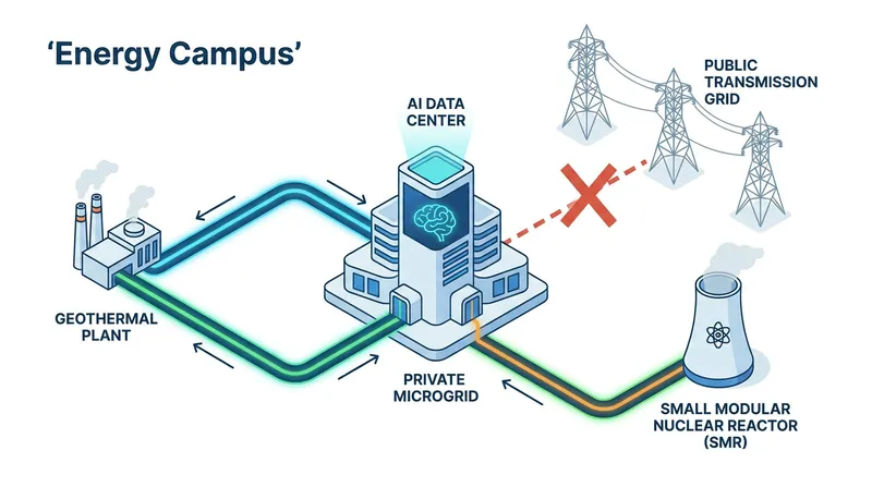 The energy campus model integrates power generation and compute on a single site, insulating operators from public grid constraints.