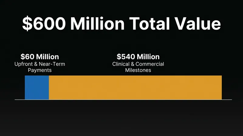 The deal structure heavily weights payouts toward successful clinical and commercial outcomes.