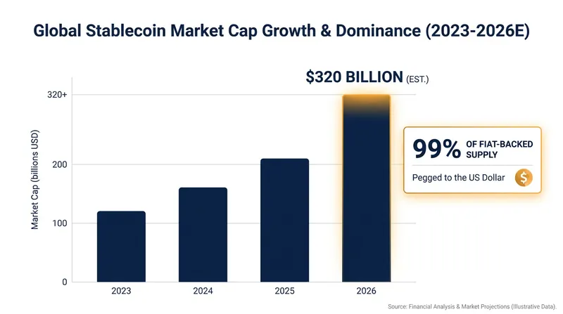 The stablecoin market has seen explosive growth following new regulatory frameworks.