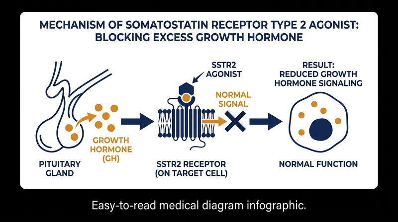 How paltusotine targets the underlying hormonal imbalance in acromegaly.