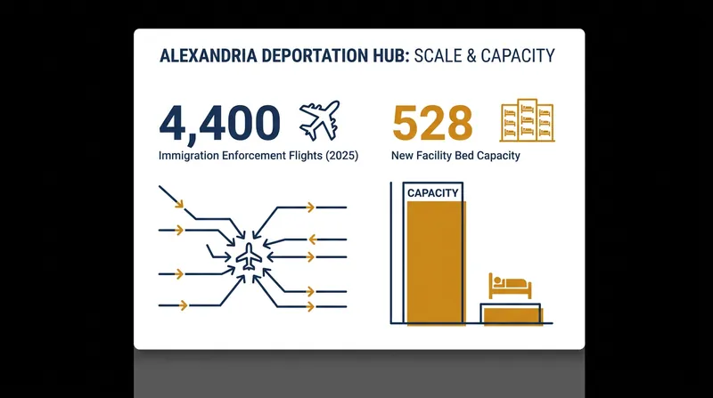 The new staging area is designed to feed directly into the high volume of flights at Alexandria International Airport.