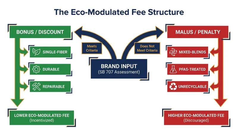How California's new eco-modulated fees penalize unrecyclable clothing.