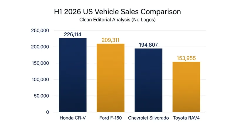 First half 2026 US vehicle sales by model.