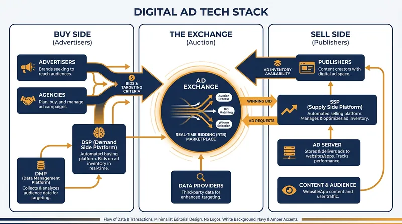 How the digital advertising ecosystem connects buyers and sellers in milliseconds.