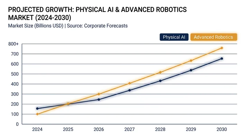 The market for embodied AI and advanced robotics is projected to surge as capital floods the sector.