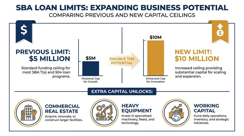 The cumulative borrowing cap for 7(a) and 504 loans has doubled, reflecting the rising costs of commercial expansion.