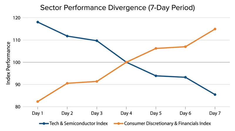 As semiconductor stocks faced selling pressure, unloved sectors like consumer discretionary caught aggressive bids.