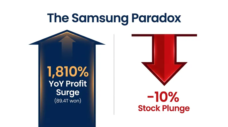 Despite record-breaking profits, sky-high expectations triggered a 'sell the news' event for Samsung.