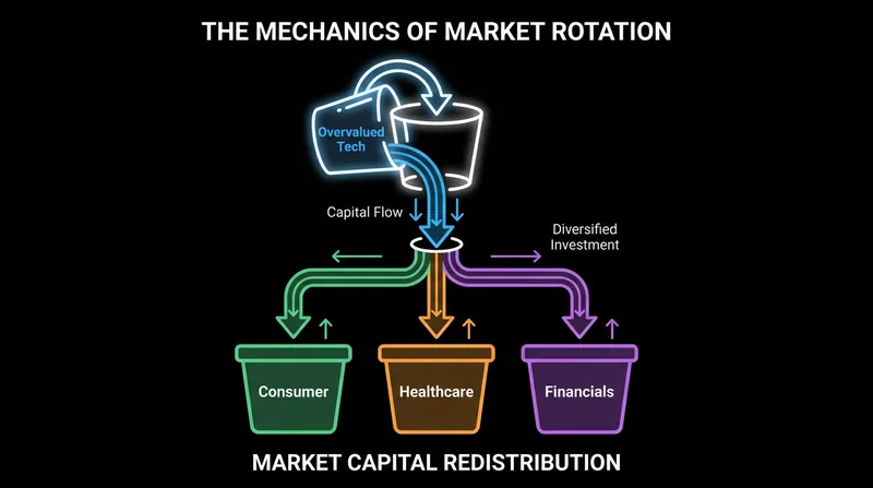 Market rotation acts as a pressure release valve, redistributing capital across the broader economy.