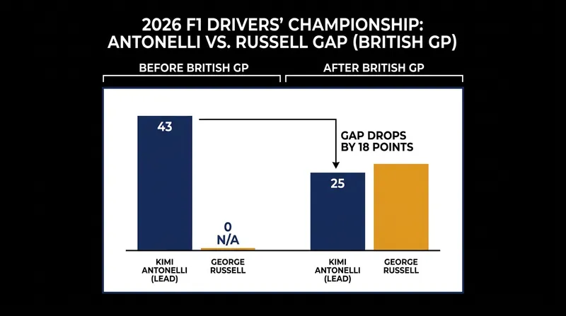 Antonelli's mechanical failure slashed his championship lead over teammate George Russell nearly in half.