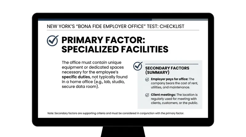 New York's strict criteria for proving a remote setup is an employer necessity.