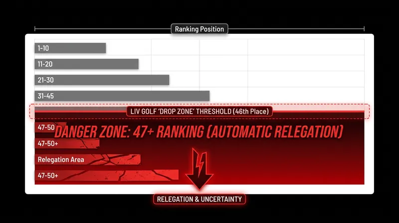 Players finishing 47th or lower face automatic relegation from the league at the end of the season.