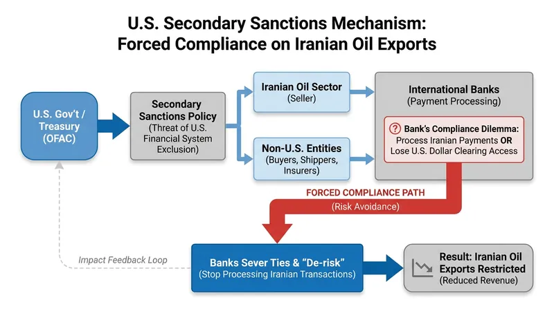 The revocation of oil waivers forces international buyers to risk secondary U.S. sanctions if they continue purchasing Iranian crude.
