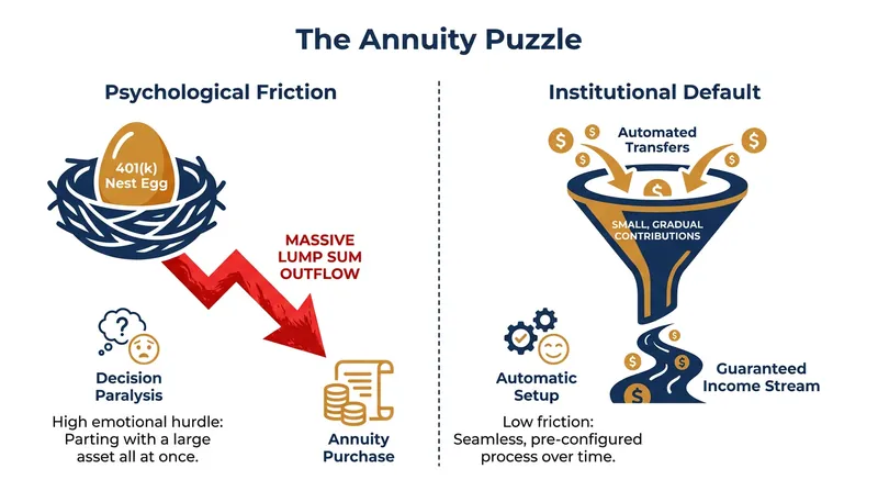 Hybrid Target Date Funds aim to bypass the behavioral friction of purchasing retail annuities.