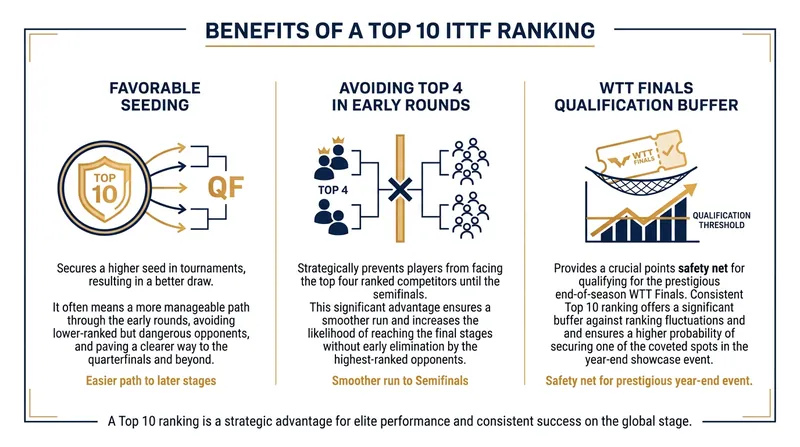 Breaking into the Top 10 provides crucial strategic advantages for the remainder of the WTT season.
