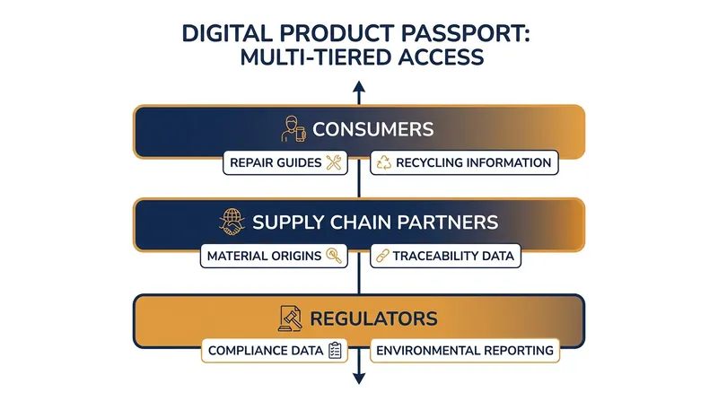 The passport uses a multi-tiered access system to protect trade secrets while providing relevant data to different stakeholders.