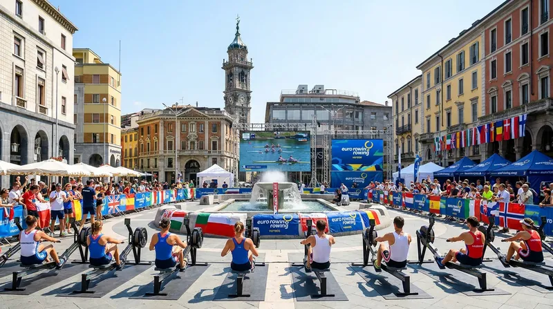 The Euro Rowing Village in Varese's city center will feature live broadcasts and public ergometer challenges.