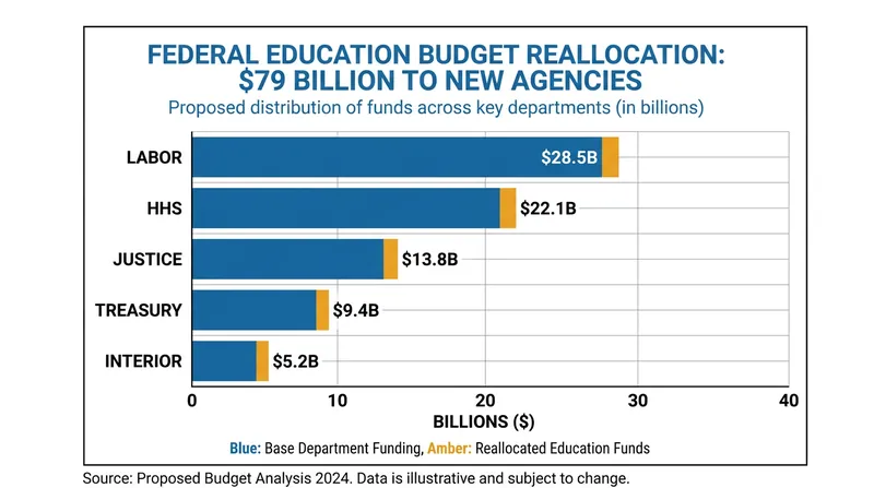 The shift of the $79 billion federal education budget to other departments.