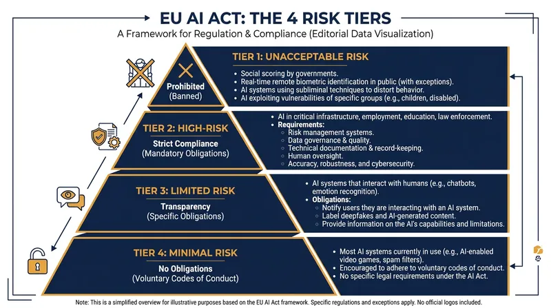 The EU AI Act classifies artificial intelligence systems into four distinct risk categories.