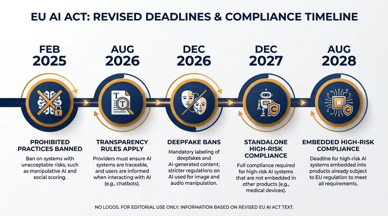 The 'AI Omnibus' package has shifted several key compliance deadlines into 2027 and 2028.