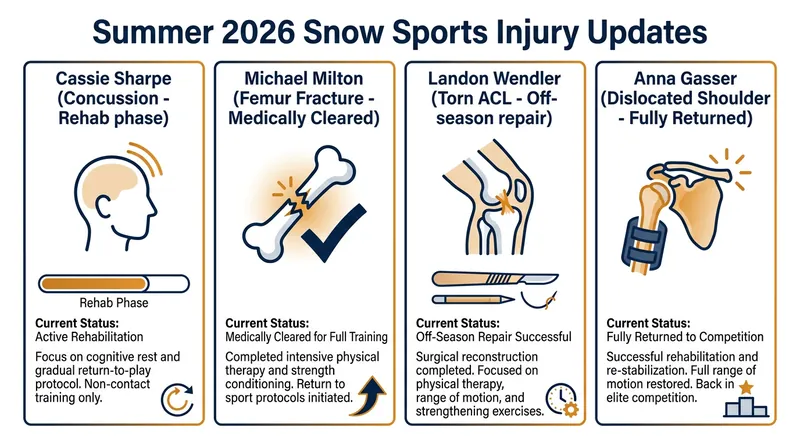Status updates for key winter athletes recovering during the 2026 off-season.