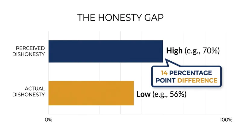 Participants consistently overestimated how often their peers would cheat for financial gain.