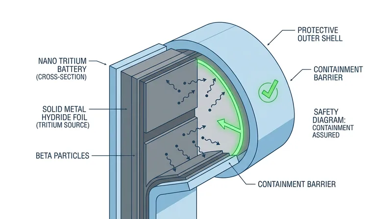 The tritium fuel is securely bound in a solid state, eliminating the risk of leakage during a launch anomaly.