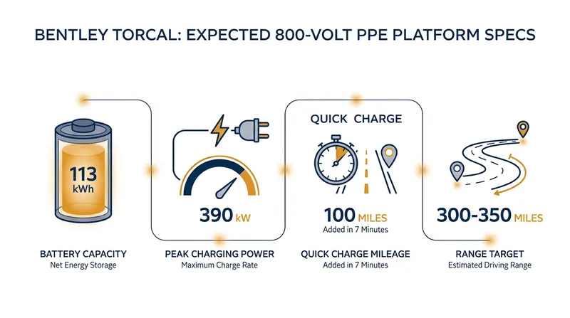 Expected specifications for the Torcal's Premium Platform Electric (PPE) architecture.