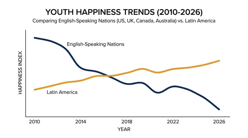 While the Anglosphere has seen a decade-long drop in youth happiness, regions with strong offline social capital have remained resilient.
